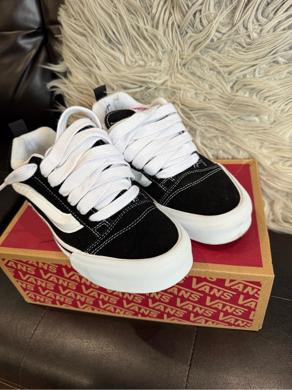 Vans Kids Black and White Low-Top Skate Sneakers